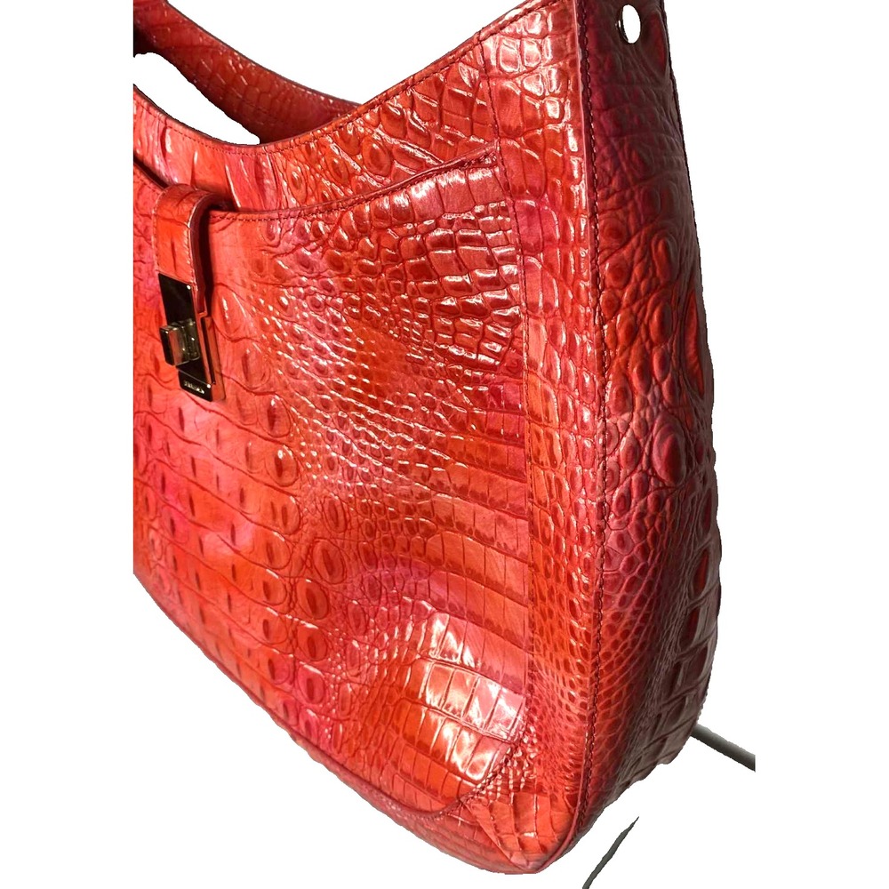 Brahmin color heat Johanna Melbourne shoulder‎ bag croc leather hobo full zip - Picture 5 of 12